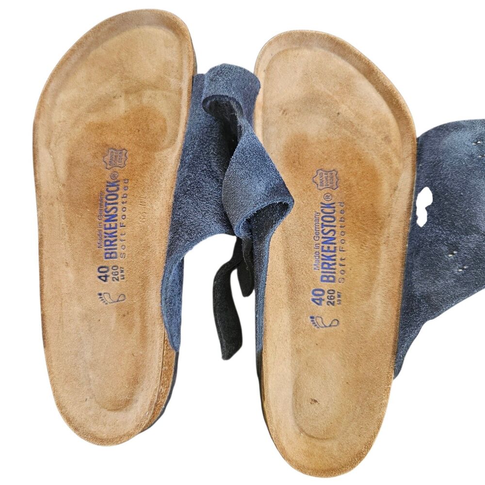 Birkenstock Zurich Sandals EU 40 Regular New Navy Blue Soft Footed Suede Slides - Picture 5 of 13